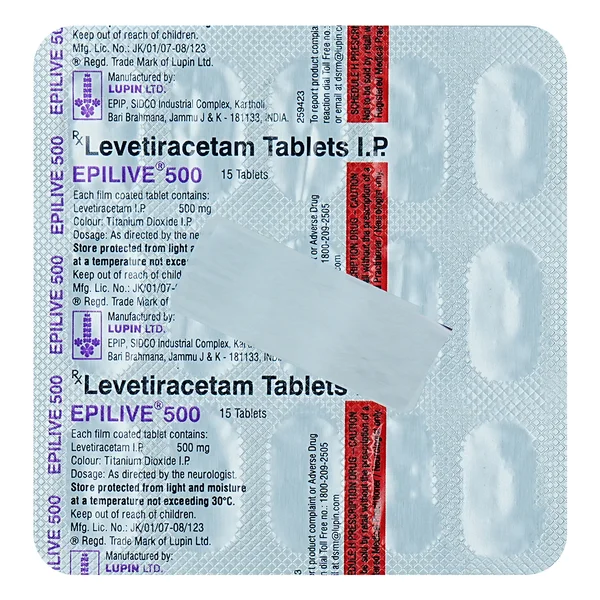 Epilive 500 Tablet 15's, Pack of 15 TABLETS