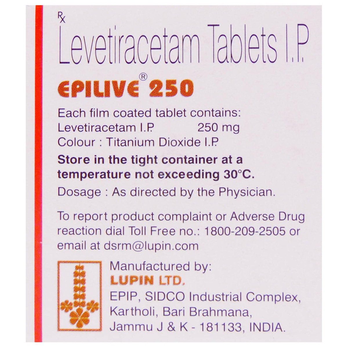 Epilive 250 Tablet 15's, Pack of 15 TABLETS Epilive 250 Tablet 15's, Pack of 15 TABLETS
