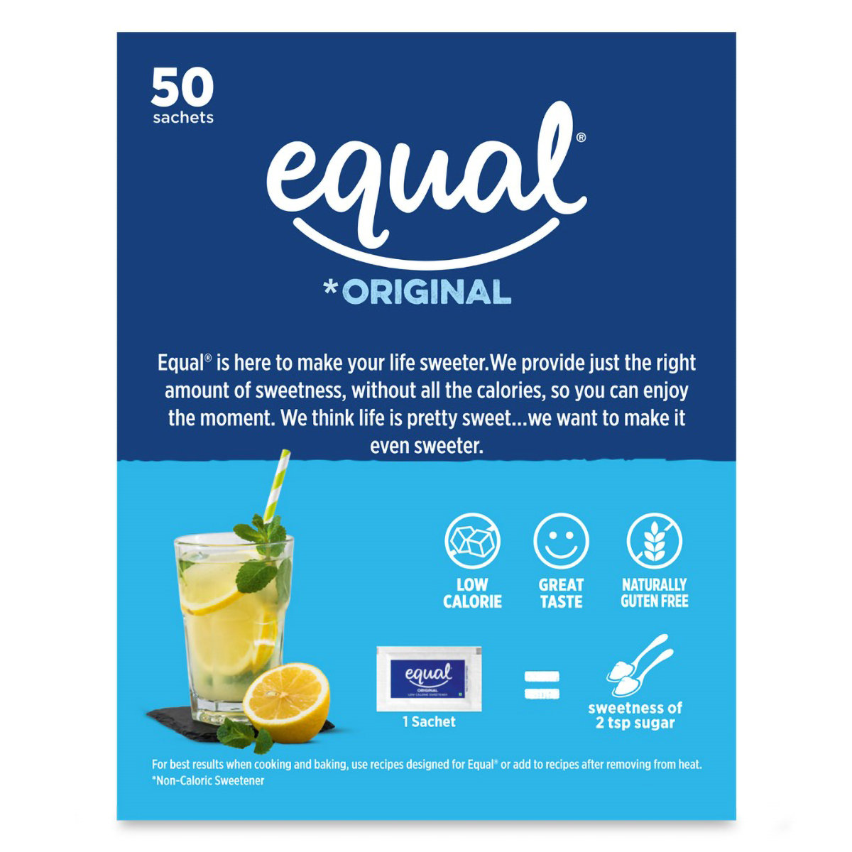 Equal Original Low Calorie Sweetener, 50 Sachets, Pack of 1 Equal Original Low Calorie Sweetener, 50 Sachets, Pack of 1