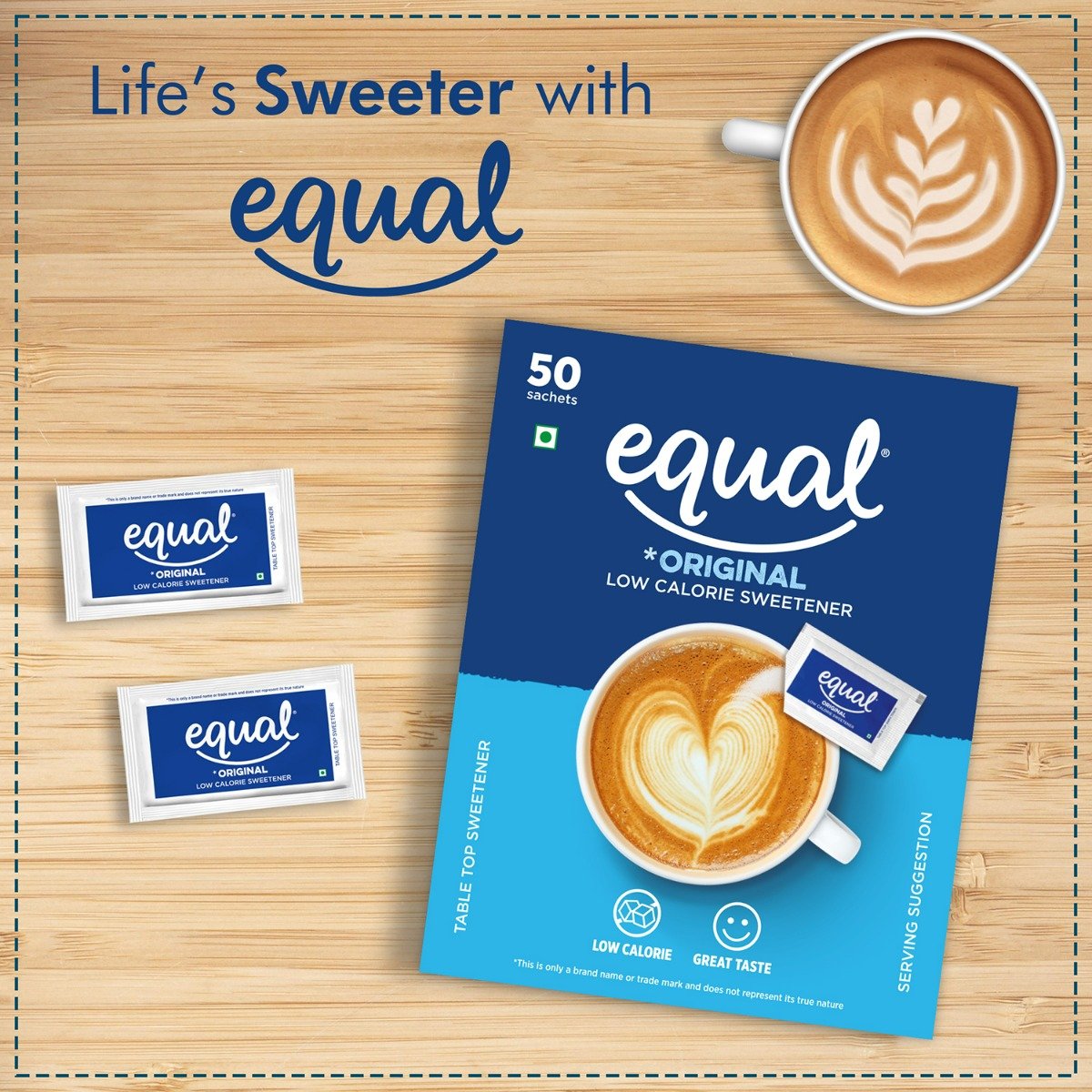 Equal Original Low Calorie Sweetener, 50 Sachets, Pack of 1 Equal Original Low Calorie Sweetener, 50 Sachets, Pack of 1