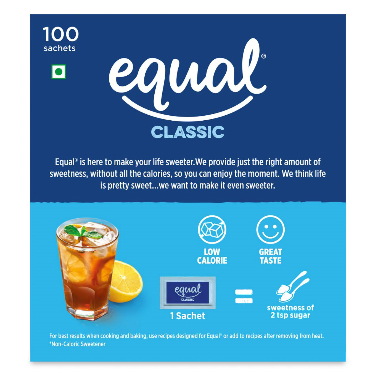 Equal Classic Zero Calorie Sweetener, 100 Sachets, Pack of 1 Equal Classic Zero Calorie Sweetener, 100 Sachets, Pack of 1