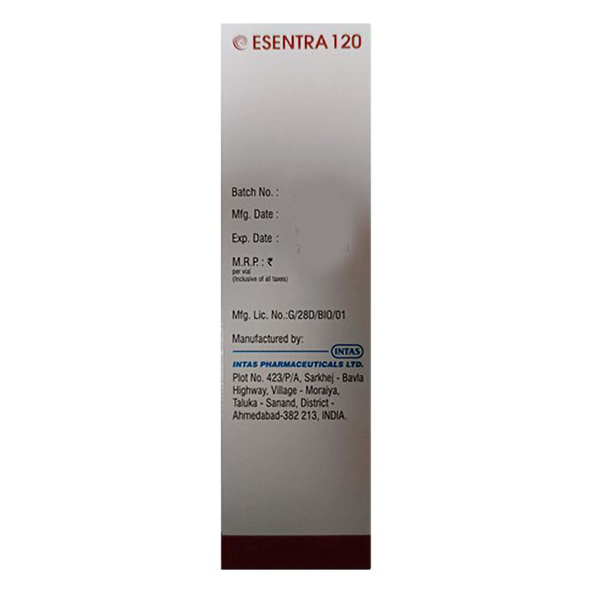 Esentra 120 mg Injection 1.7 ml, Pack of 1 INJECTION Esentra 120 mg Injection 1.7 ml, Pack of 1 INJECTION