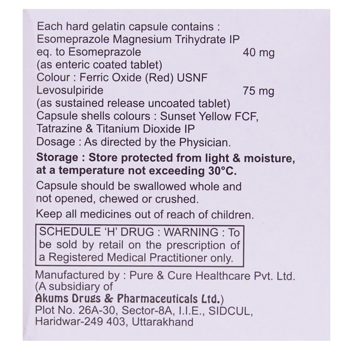 Esogress-L Capsule 10's, Pack of 10 CAPSULES Esogress-L Capsule 10's, Pack of 10 CAPSULES