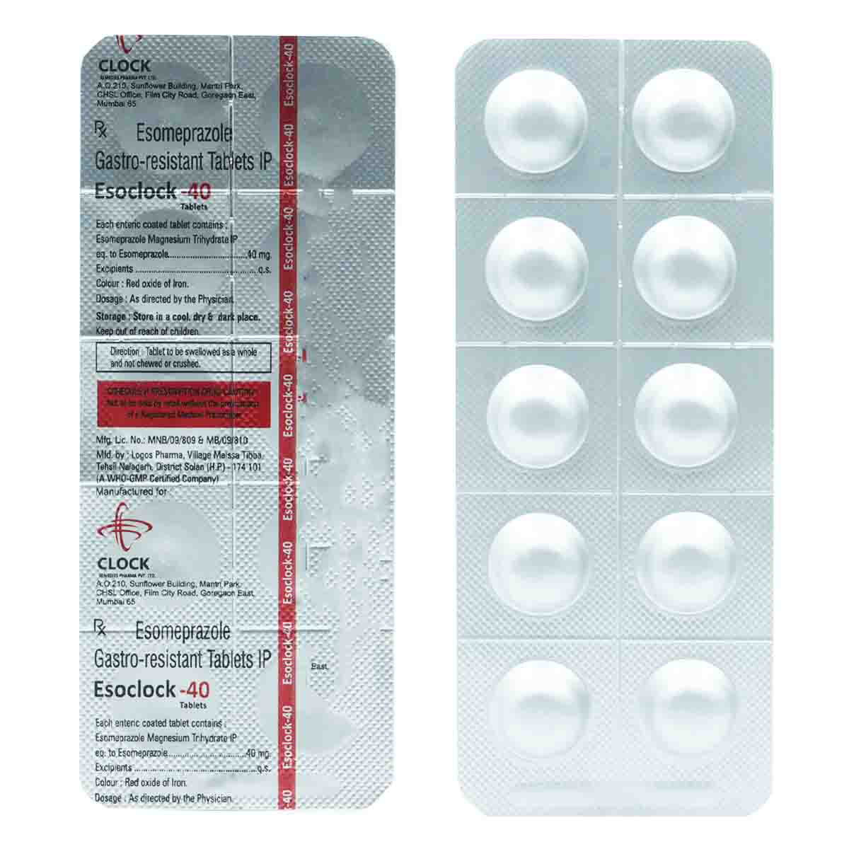 Esoclock-40 Tablet 10's, Pack of 10 TABLETS Esoclock-40 Tablet 10's, Pack of 10 TABLETS