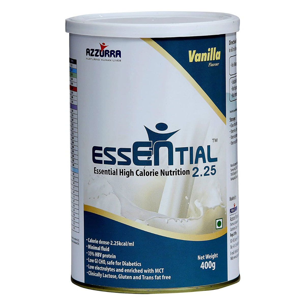 Essential 2.25 Vanilla Flavour High Calorie Nutrition Powder, 400 gm Tin, Pack of 1 Essential 2.25 Vanilla Flavour High Calorie Nutrition Powder, 400 gm Tin, Pack of 1