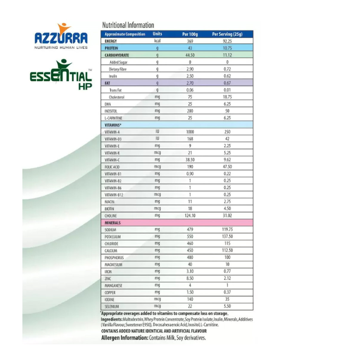 Essential HP Vanilla Flavour Powder, 400 gm Tin, Pack of 1 Essential HP Vanilla Flavour Powder, 400 gm Tin, Pack of 1