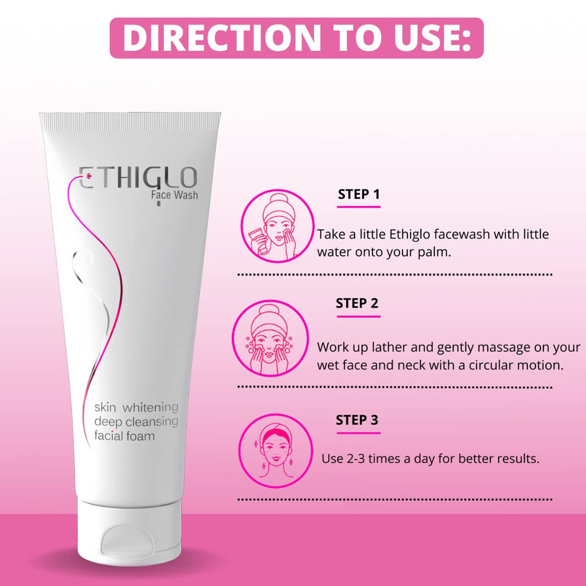 Ethiglo Face Wash 70 ml | Deep Cleansing Facial Foam | Promotes Skin Whitening | Gives Soft & Glowing Skin | For Normal, Combination & Oily Skin, Pack of 1 Ethiglo Face Wash 70 ml | Deep Cleansing Facial Foam | Promotes Skin Whitening | Gives Soft & Glowing Skin | For Normal, Combination & Oily Skin, Pack of 1