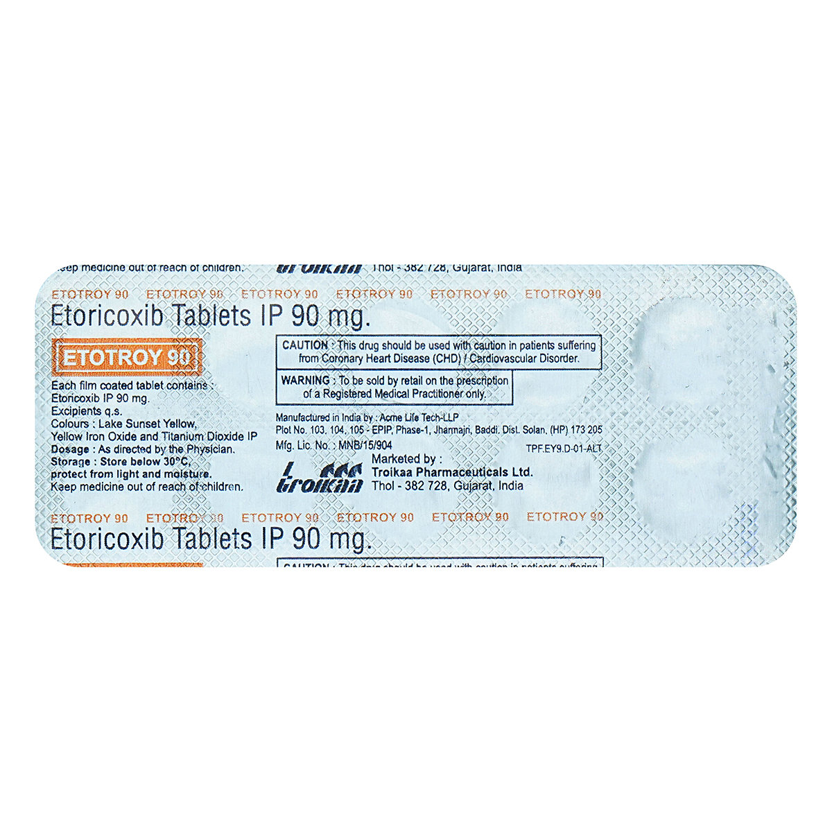 Etotroy 90 Tablet 10's, Pack of 10 TABLETS Etotroy 90 Tablet 10's, Pack of 10 TABLETS