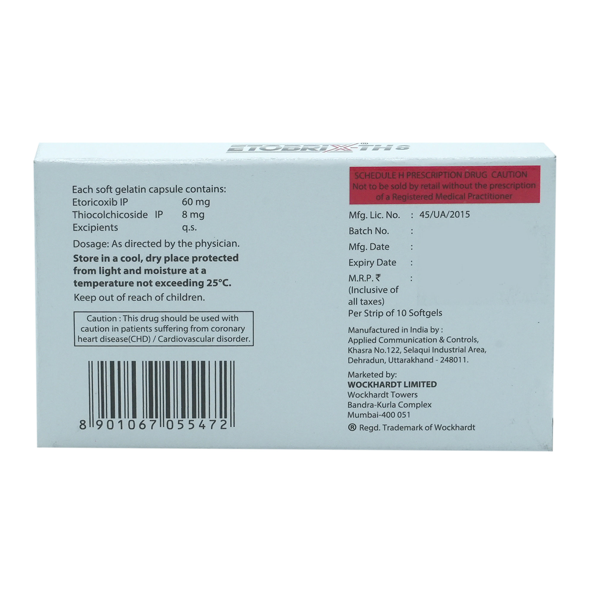 Etobrix-TH 8 Softgel Capsule 10's, Pack of 10 CapsuleS Etobrix-TH 8 Softgel Capsule 10's, Pack of 10 CapsuleS