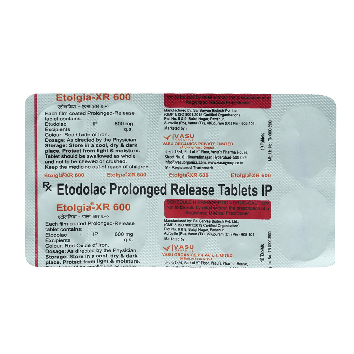Etolgia-XR 600 mg Tablet 10's, Pack of 10 TabletS Etolgia-XR 600 mg Tablet 10's, Pack of 10 TabletS