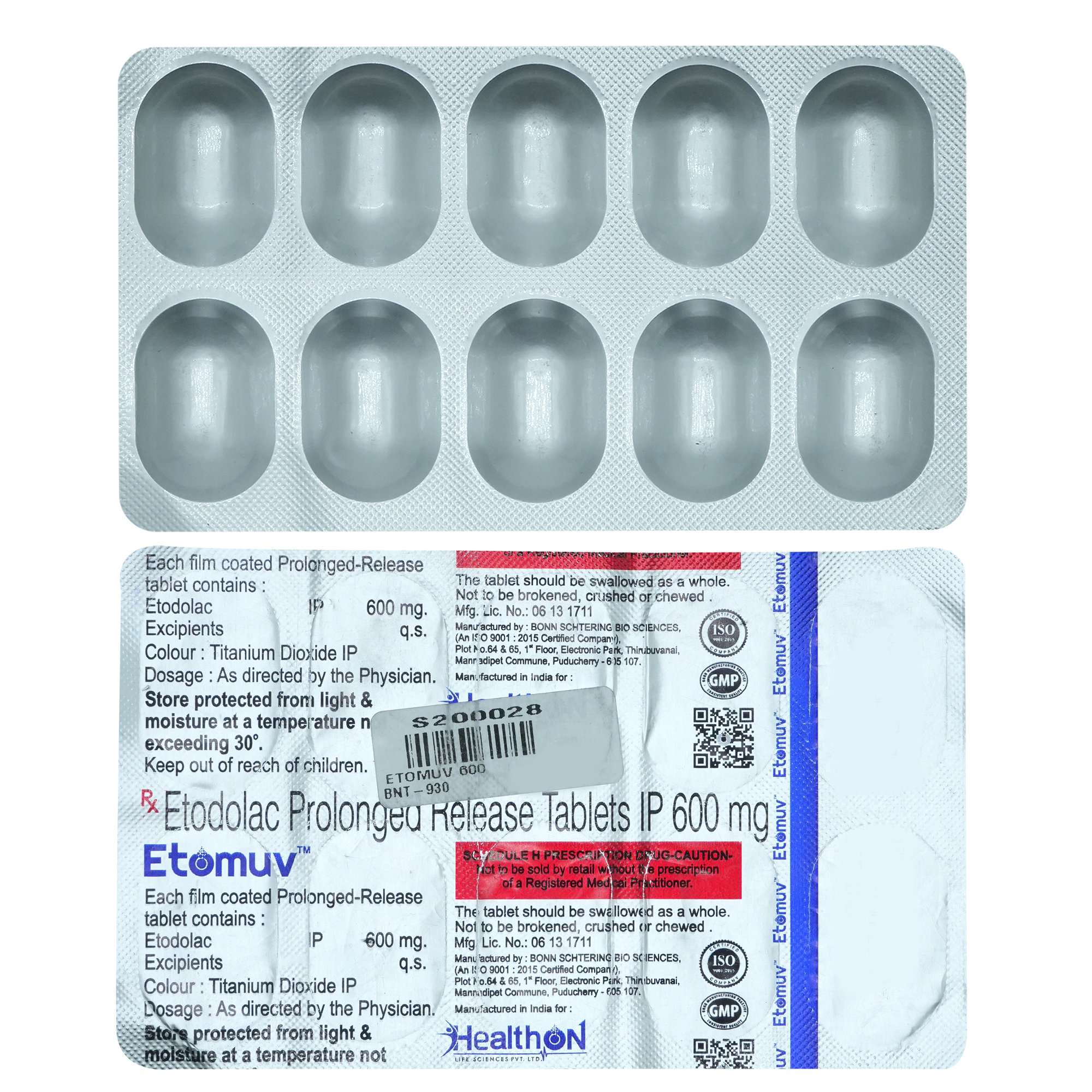 Etomuv 600 mg Tablet 10's, Pack of 10 TabletS Etomuv 600 mg Tablet 10's, Pack of 10 TabletS