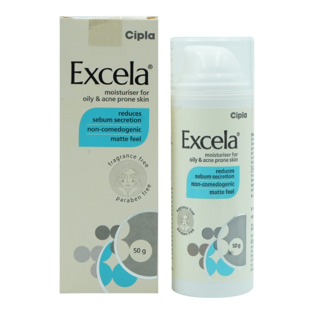 Excela Moisturiser Cream 50 gm | Reduces Sebum | Moisturises Skin | For Oily & Acne Prone Skin, Pack of 1 Excela Moisturiser Cream 50 gm | Reduces Sebum | Moisturises Skin | For Oily & Acne Prone Skin, Pack of 1
