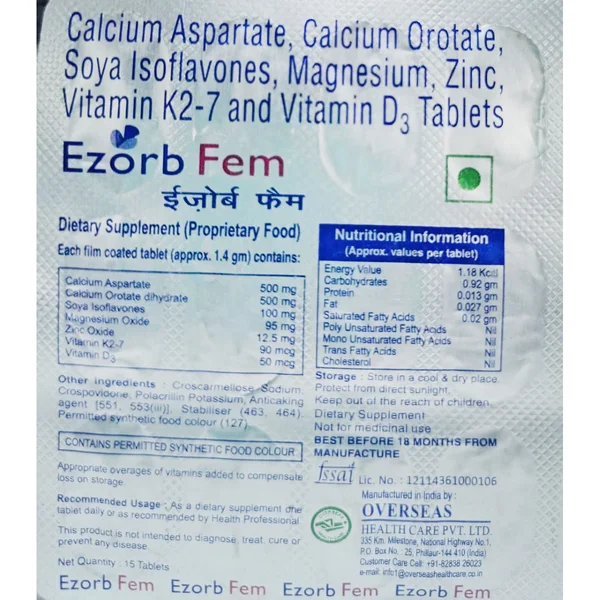 Ezorb Fem Tablet 15's, Pack of 15