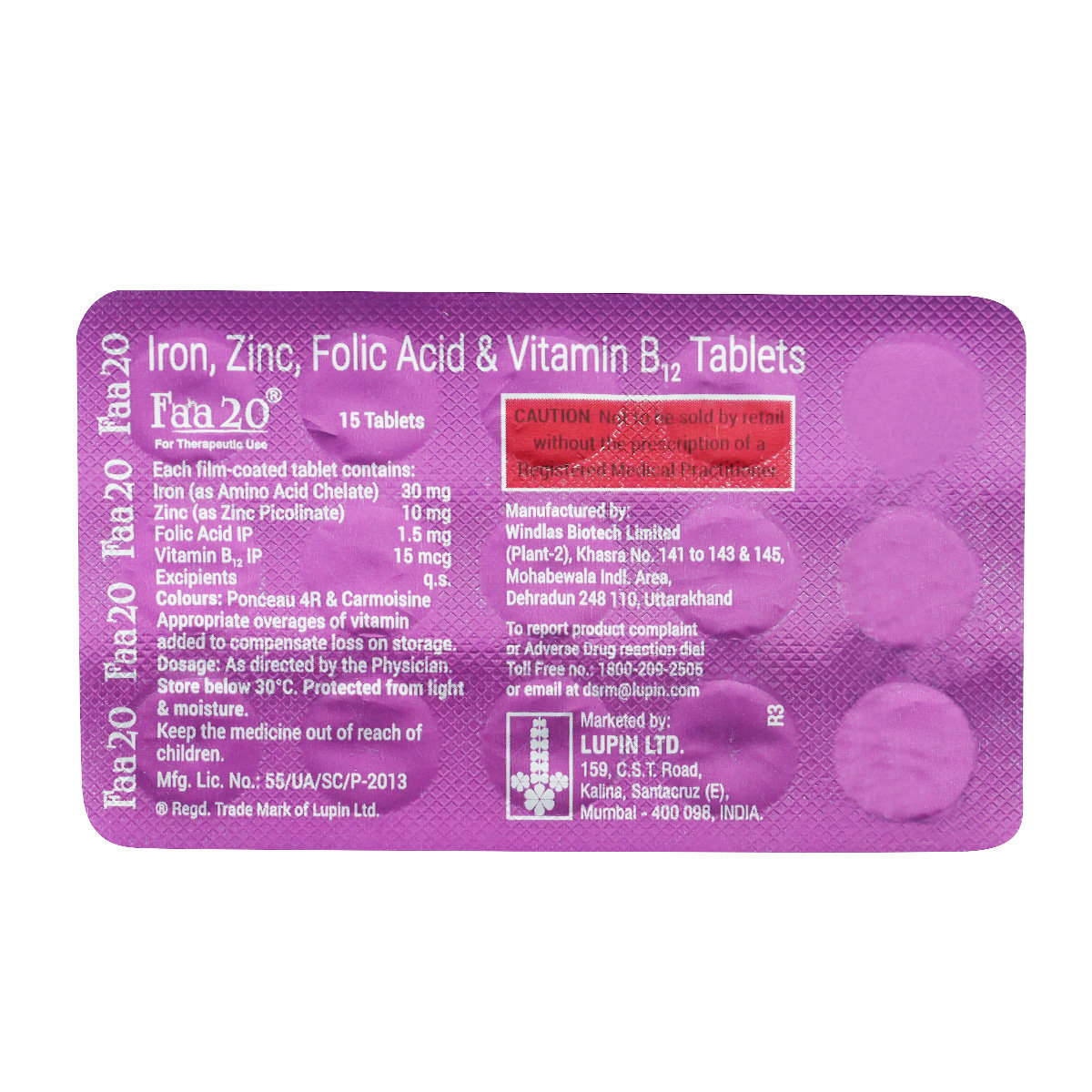 Faa 20 Tablet 15's, Pack of 15 TabletS Faa 20 Tablet 15's, Pack of 15 TabletS