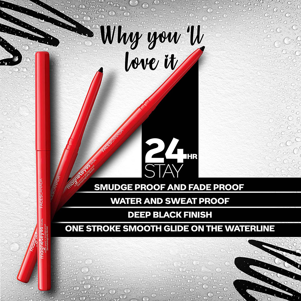 Faces Canada Magnet Eyes Black Kajal, 0.35 gm, Pack of 1 Faces Canada Magnet Eyes Black Kajal, 0.35 gm, Pack of 1