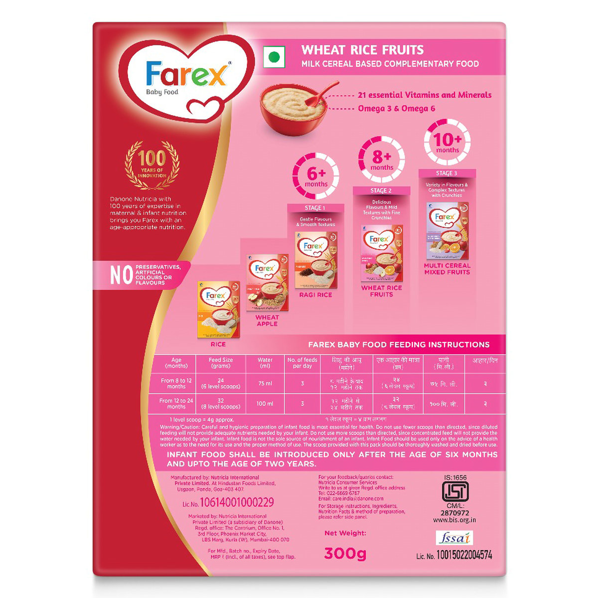 Farex Wheat Rice Fruits Baby Cereal 8+ Months, 300 gm Refill Pack, Pack of 1 Farex Wheat Rice Fruits Baby Cereal 8+ Months, 300 gm Refill Pack, Pack of 1
