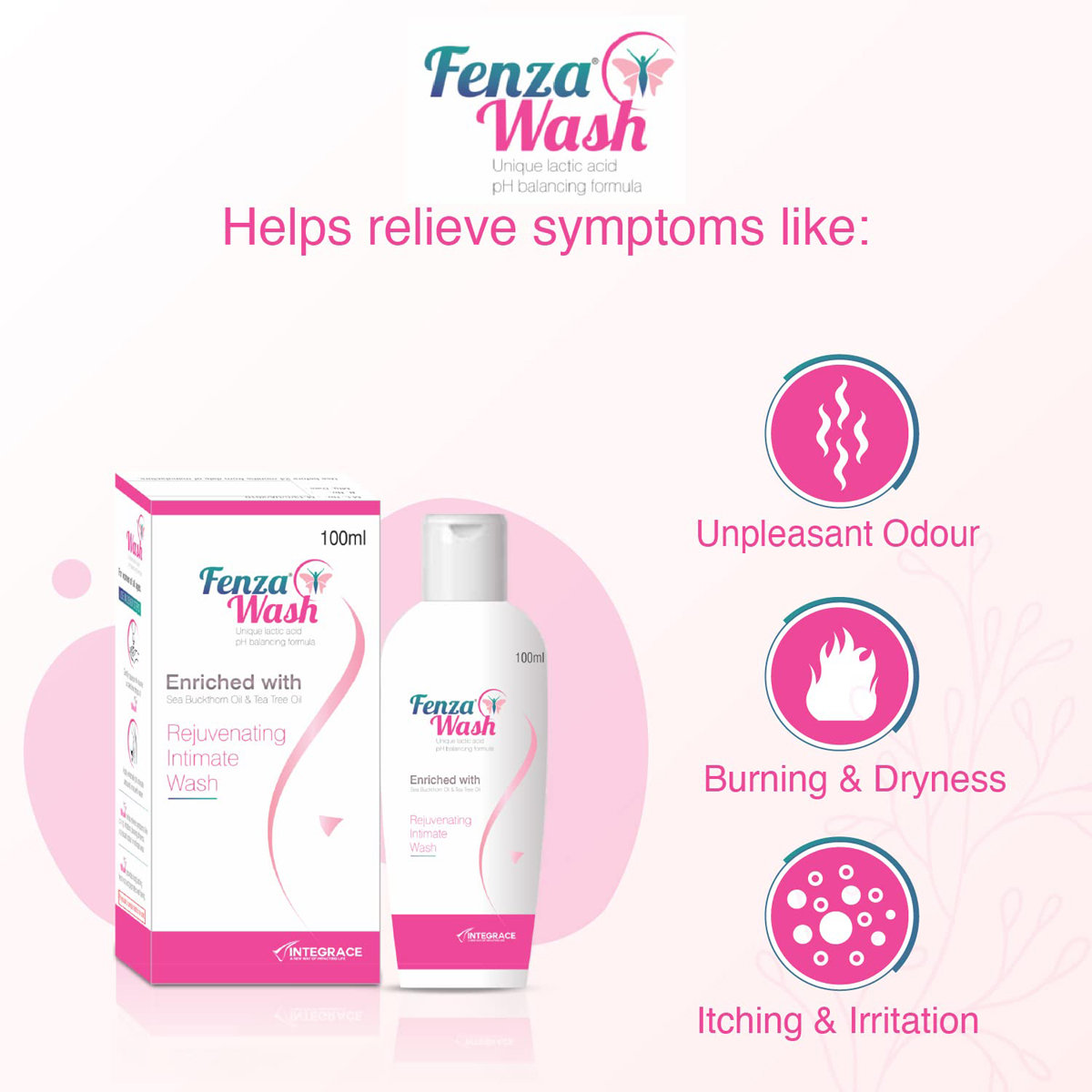 Fenza Intimate Wash Liquid 100 ml, Pack of 1 SOLUTION Fenza Intimate Wash Liquid 100 ml, Pack of 1 SOLUTION