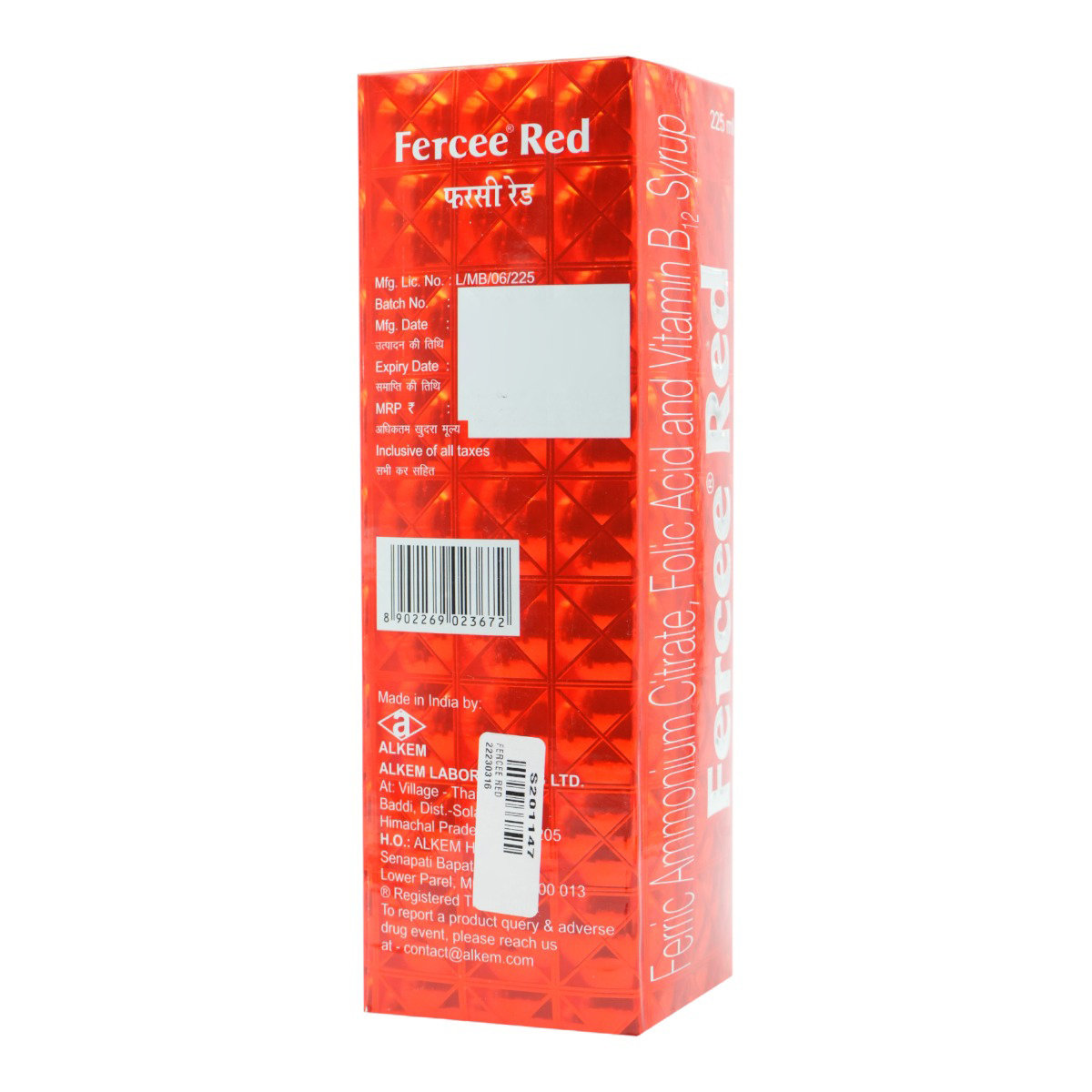 Fercee Red Syrup 225 ml, Pack of 1 LIQUID Fercee Red Syrup 225 ml, Pack of 1 LIQUID