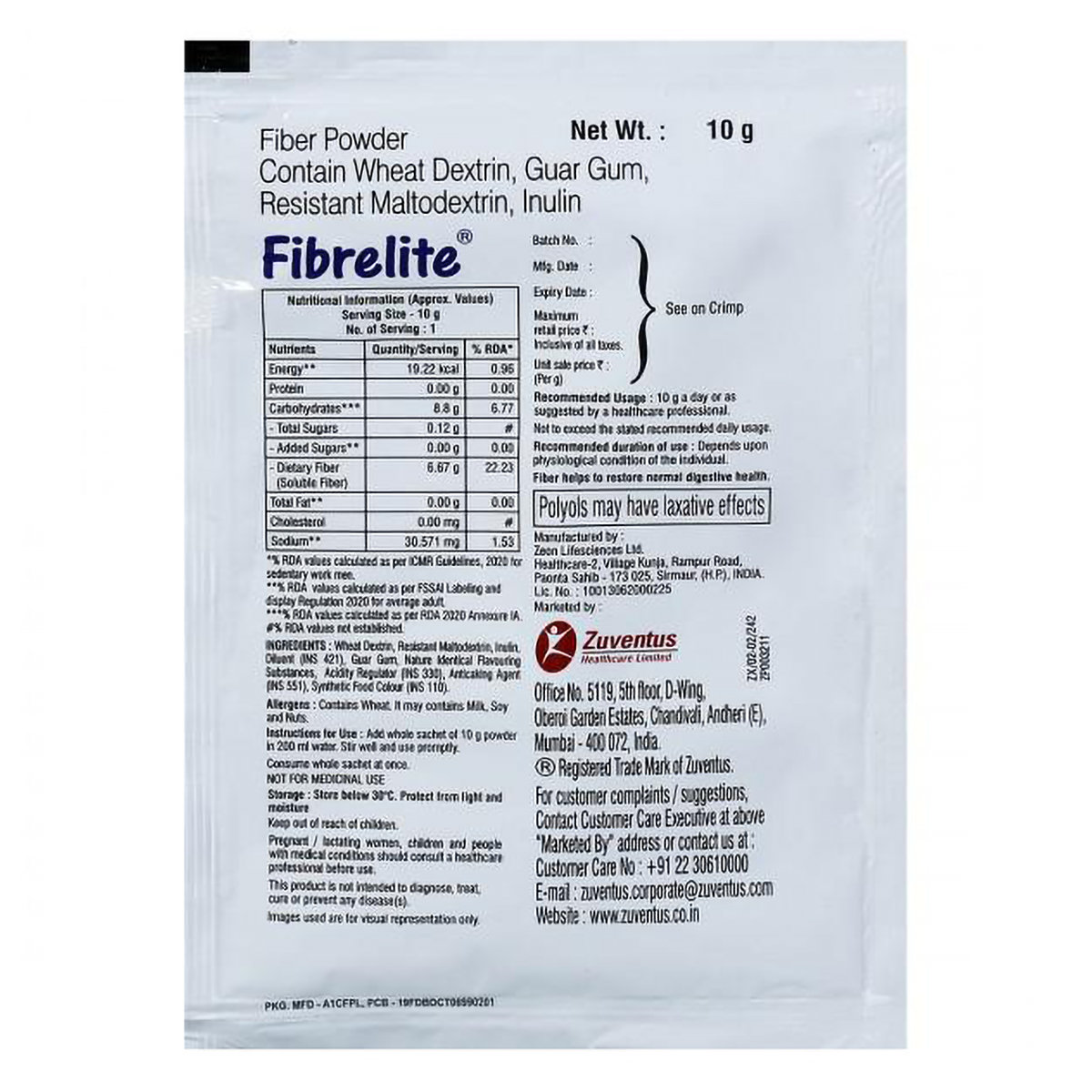 Fibrelite Orange Flavour Sachet 10 gm, Pack of 1 Fibrelite Orange Flavour Sachet 10 gm, Pack of 1