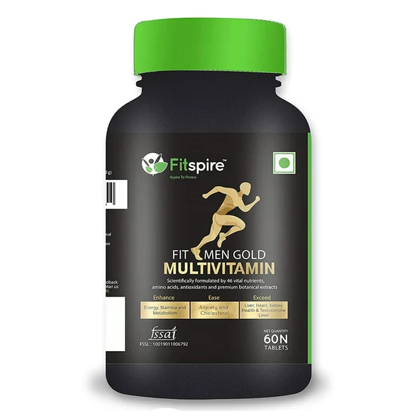 Fitspire Fit Men Gold Multivitamin Tablets, 60 Count, Pack of 1