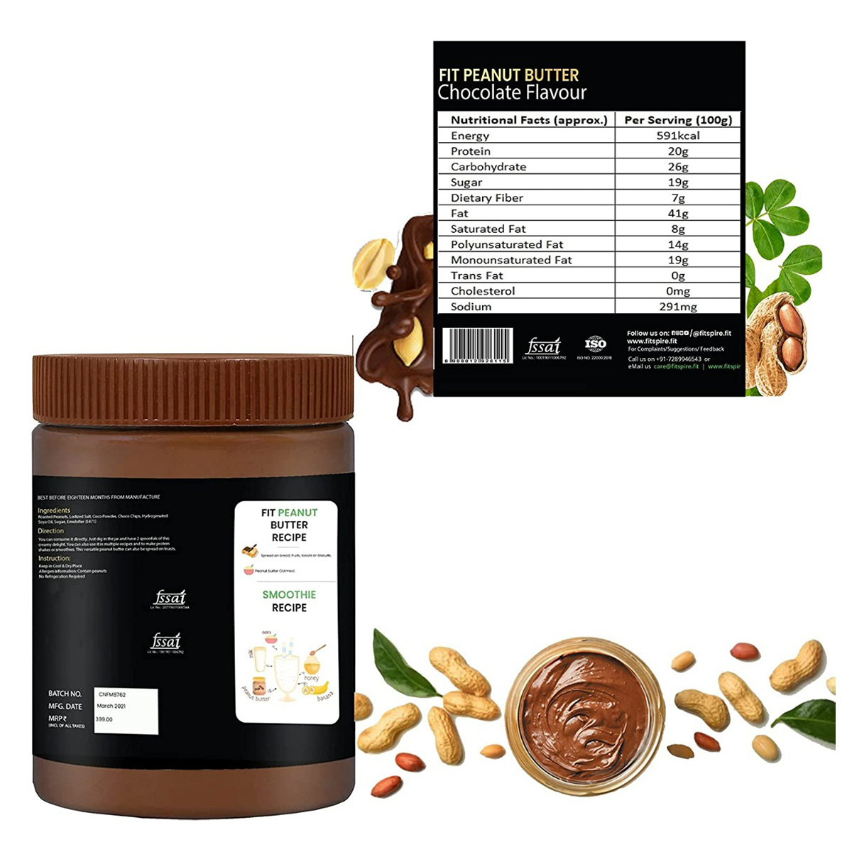 Fitspire Crunchy Chocolate Flavour Peanut Butter, 340 gm, Pack of 1 Fitspire Crunchy Chocolate Flavour Peanut Butter, 340 gm, Pack of 1