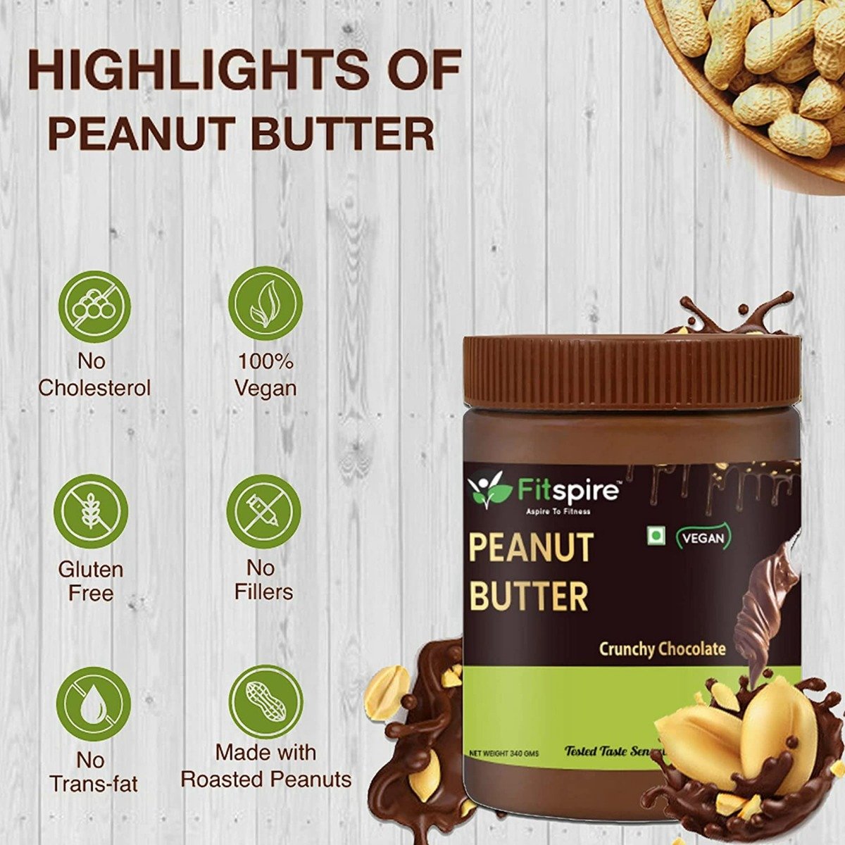 Fitspire Crunchy Chocolate Flavour Peanut Butter, 340 gm, Pack of 1 Fitspire Crunchy Chocolate Flavour Peanut Butter, 340 gm, Pack of 1