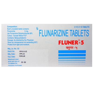 Fluner 5 mg Tablet 10's, Pack of 10 TabletS