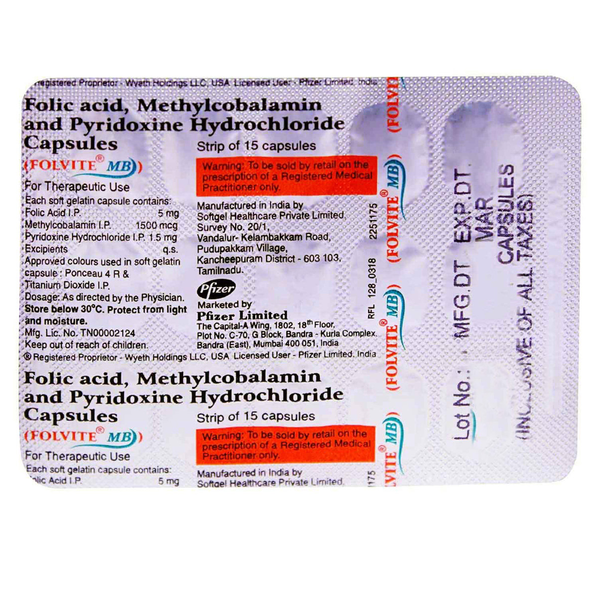 Folvite MB Capsule 15's, Pack of 15 CapsuleS Folvite MB Capsule 15's, Pack of 15 CapsuleS