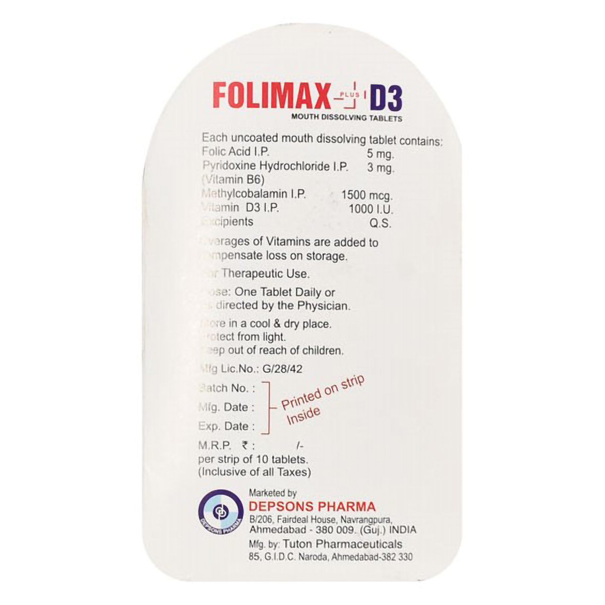 Folimax Plus D3 Tablet 10's, Pack of 10 Folimax Plus D3 Tablet 10's, Pack of 10