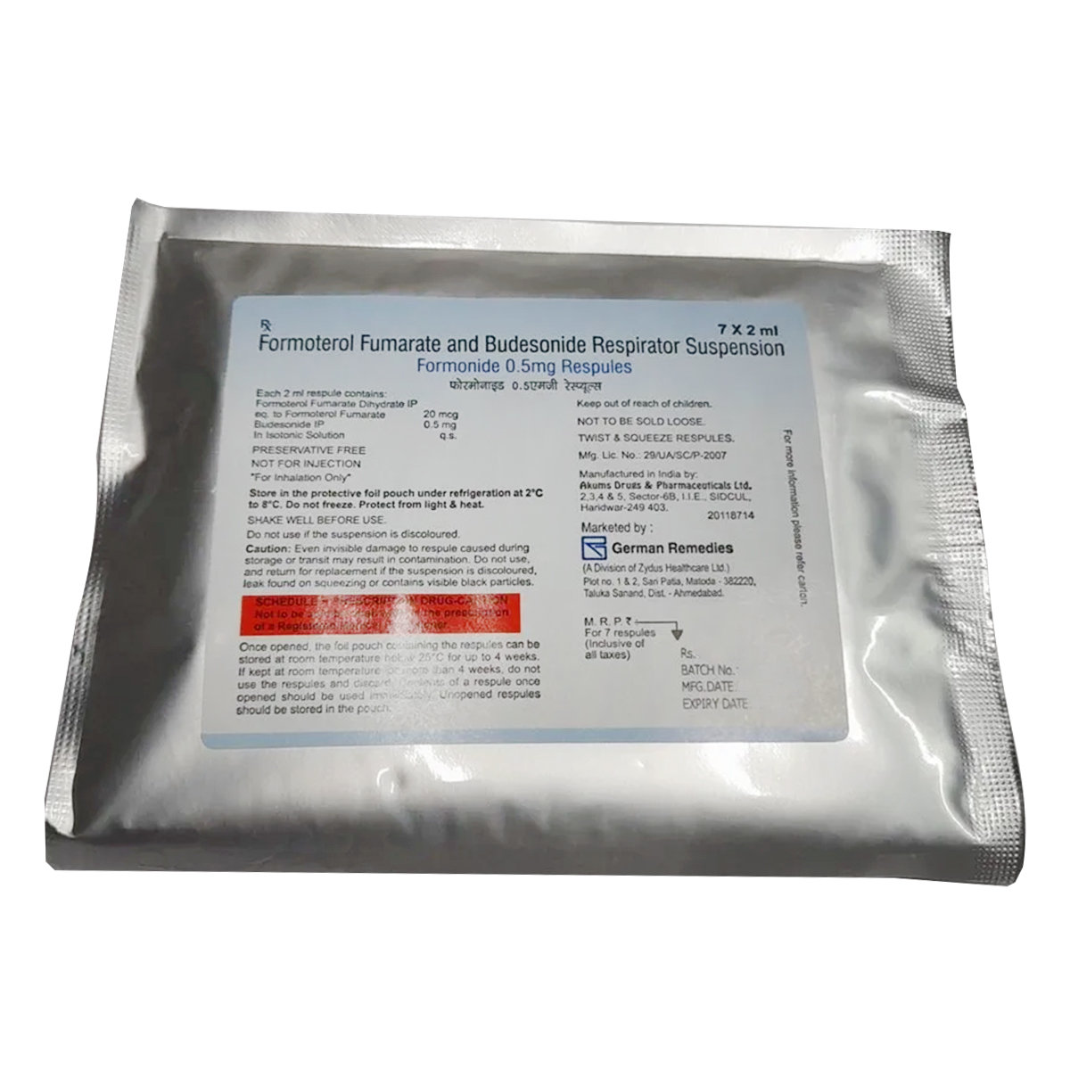 Formonide 0.5 mg Respules 2 ml, Pack of 7 RespulesS Formonide 0.5 mg Respules 2 ml, Pack of 7 RespulesS