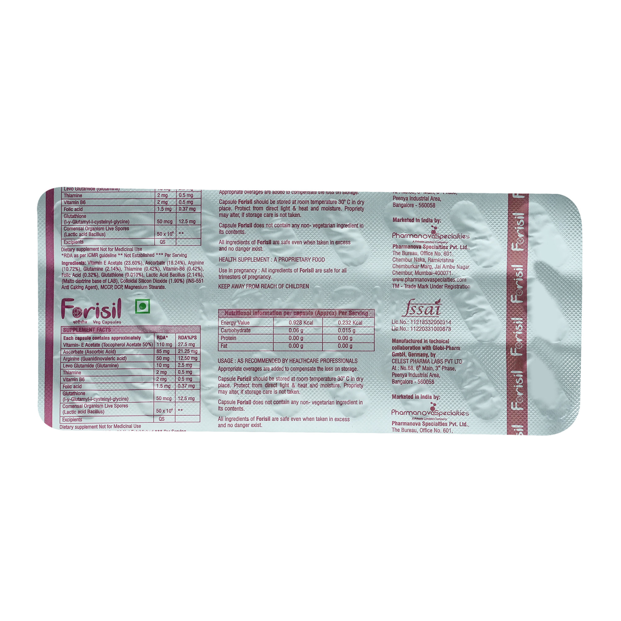 Forisil Veg Capsule 20's, Pack of 20 Forisil Veg Capsule 20's, Pack of 20