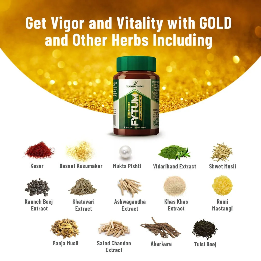 Teacher's Grace Fytum Men's Sexual Wellness with Gold & Kesar, 40 Tablets, Pack of 1 Teacher's Grace Fytum Men's Sexual Wellness with Gold & Kesar, 40 Tablets, Pack of 1
