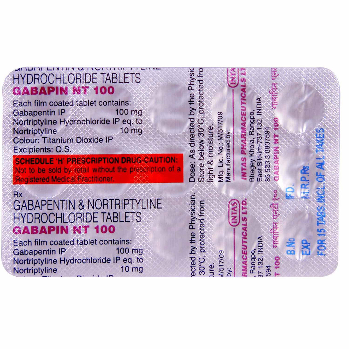 Gabapin NT 100 Tablet 15's, Pack of 15 TABLETS Gabapin NT 100 Tablet 15's, Pack of 15 TABLETS
