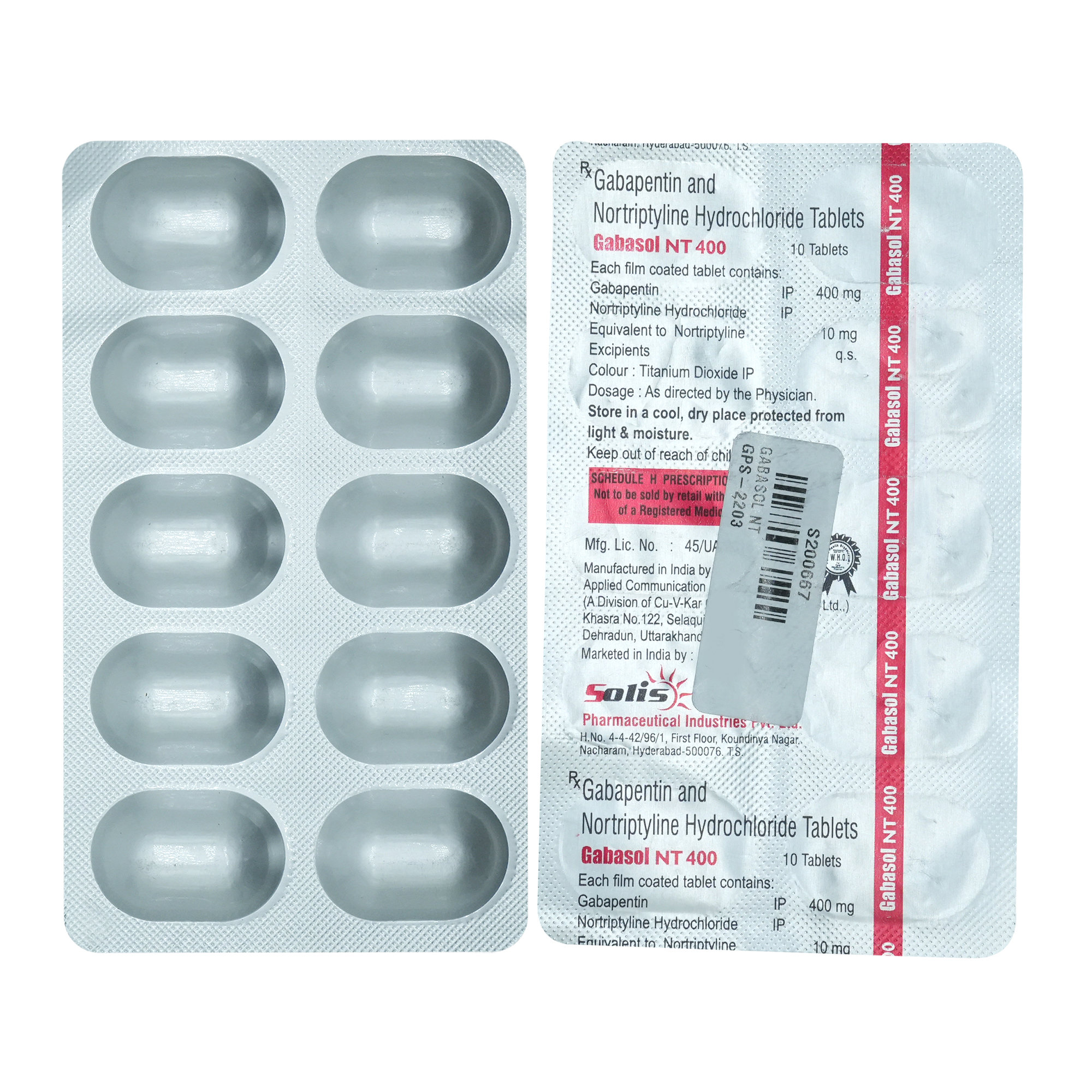 Gabasol NT 400 mg Tablet 10's, Pack of 10 TABLETS Gabasol NT 400 mg Tablet 10's, Pack of 10 TABLETS