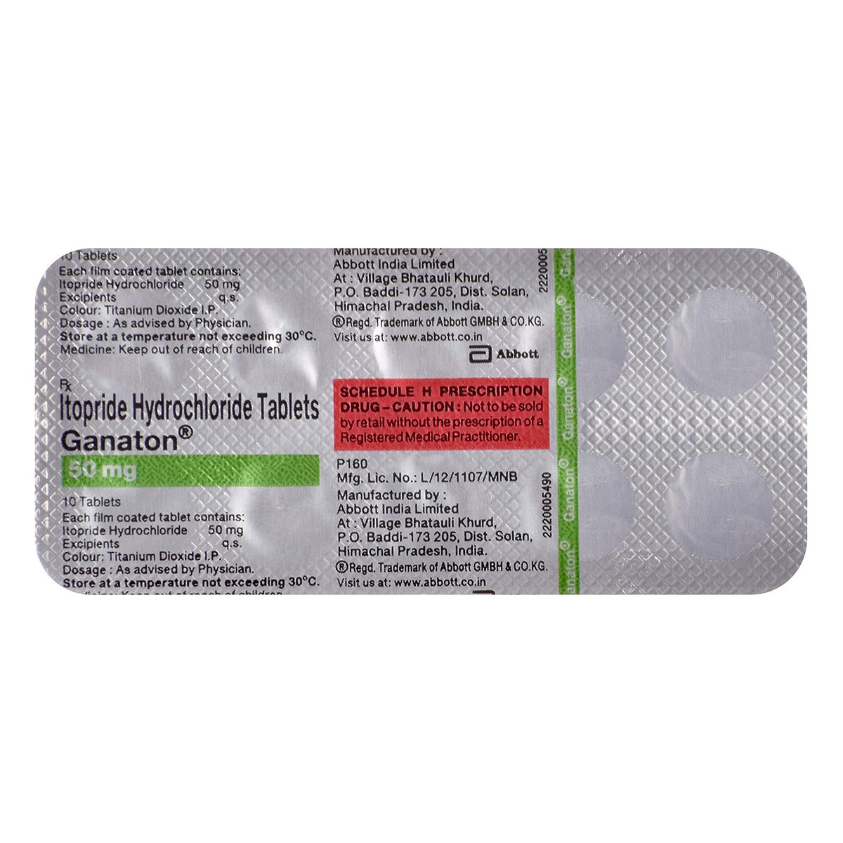 Ganaton 50 mg Tablet 10's, Pack of 10 TABLETS Ganaton 50 mg Tablet 10's, Pack of 10 TABLETS