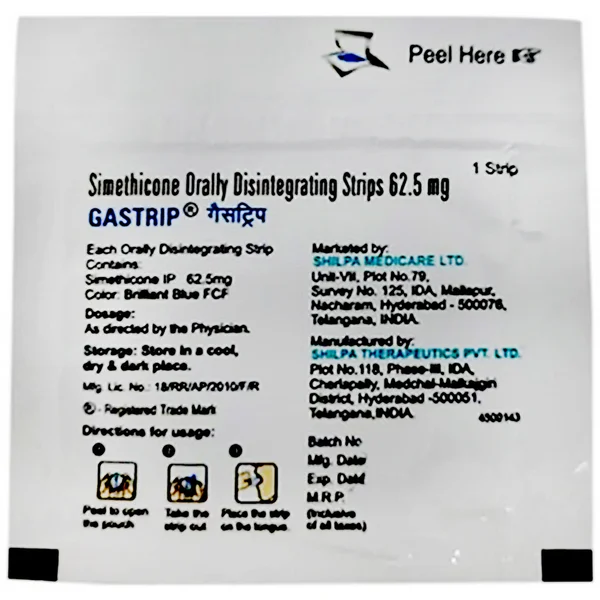 Gastrip 62.5 Disintegrating Strip 1's, Pack of 1 TABLET