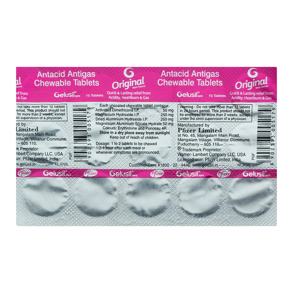 Buy Gelusil Mps Chewable Tablet 15's Online