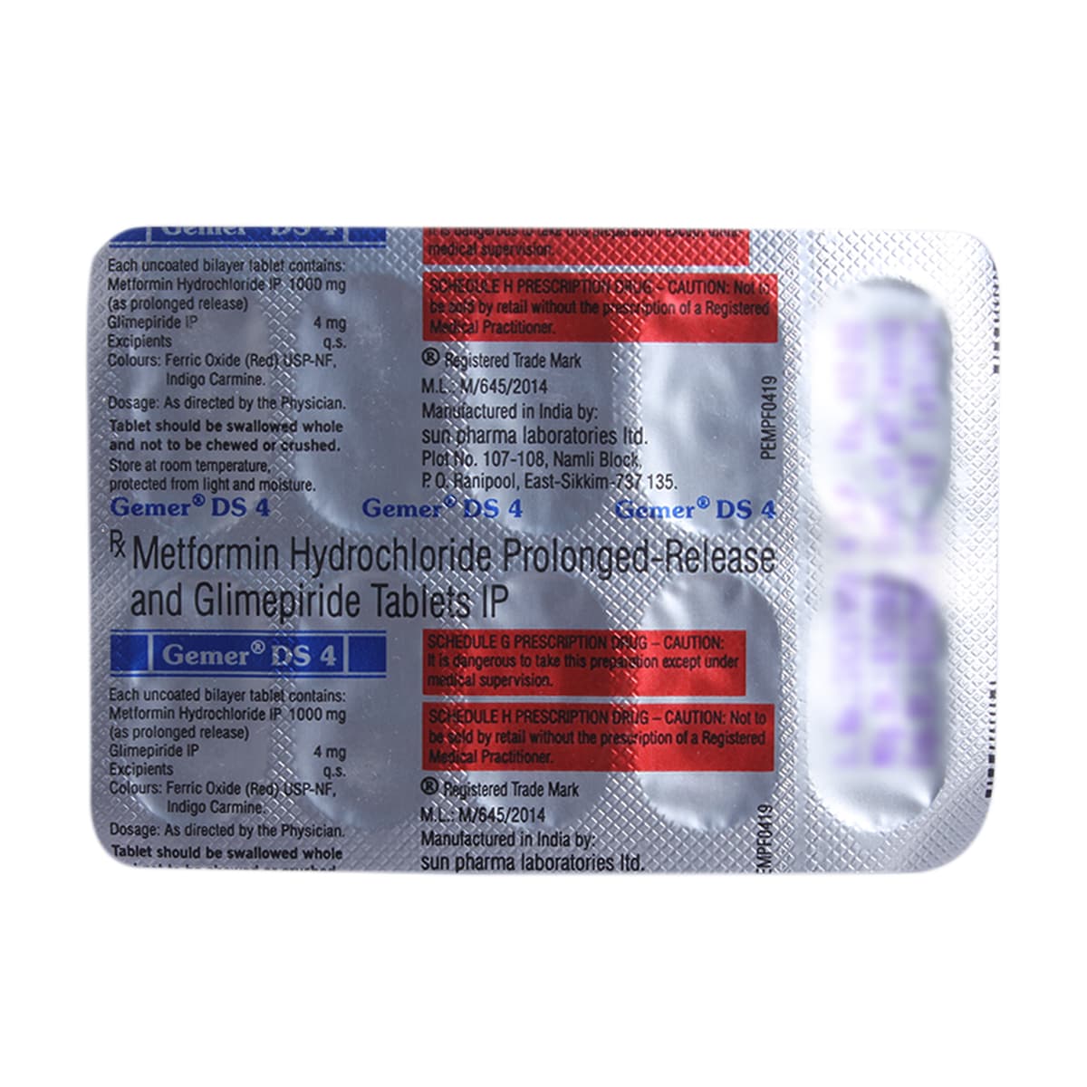 Gemer DS 4 Tablet 10's, Pack of 10 TABLETS Gemer DS 4 Tablet 10's, Pack of 10 TABLETS