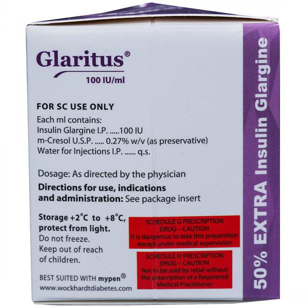 Glaritus 100IU/ml Injection 3 ml, Pack of 1 Injection Glaritus 100IU/ml Injection 3 ml, Pack of 1 Injection
