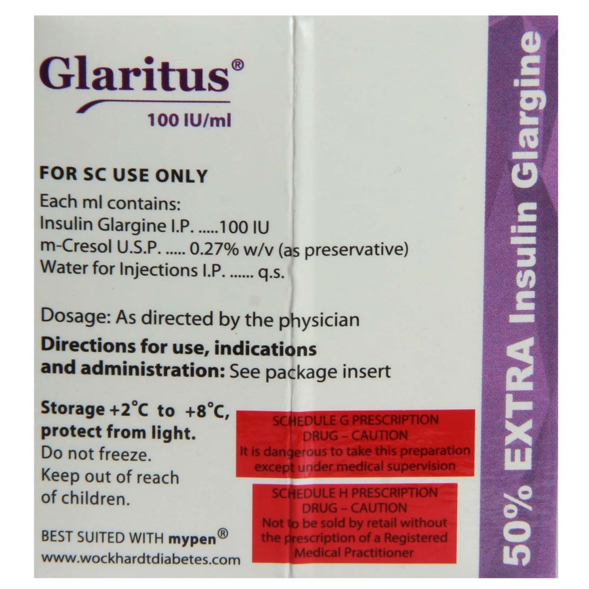 Glaritus 100Iu/ml Injection 3 x 3 ml , Pack of 3 InjectionS Glaritus 100Iu/ml Injection 3 x 3 ml , Pack of 3 InjectionS