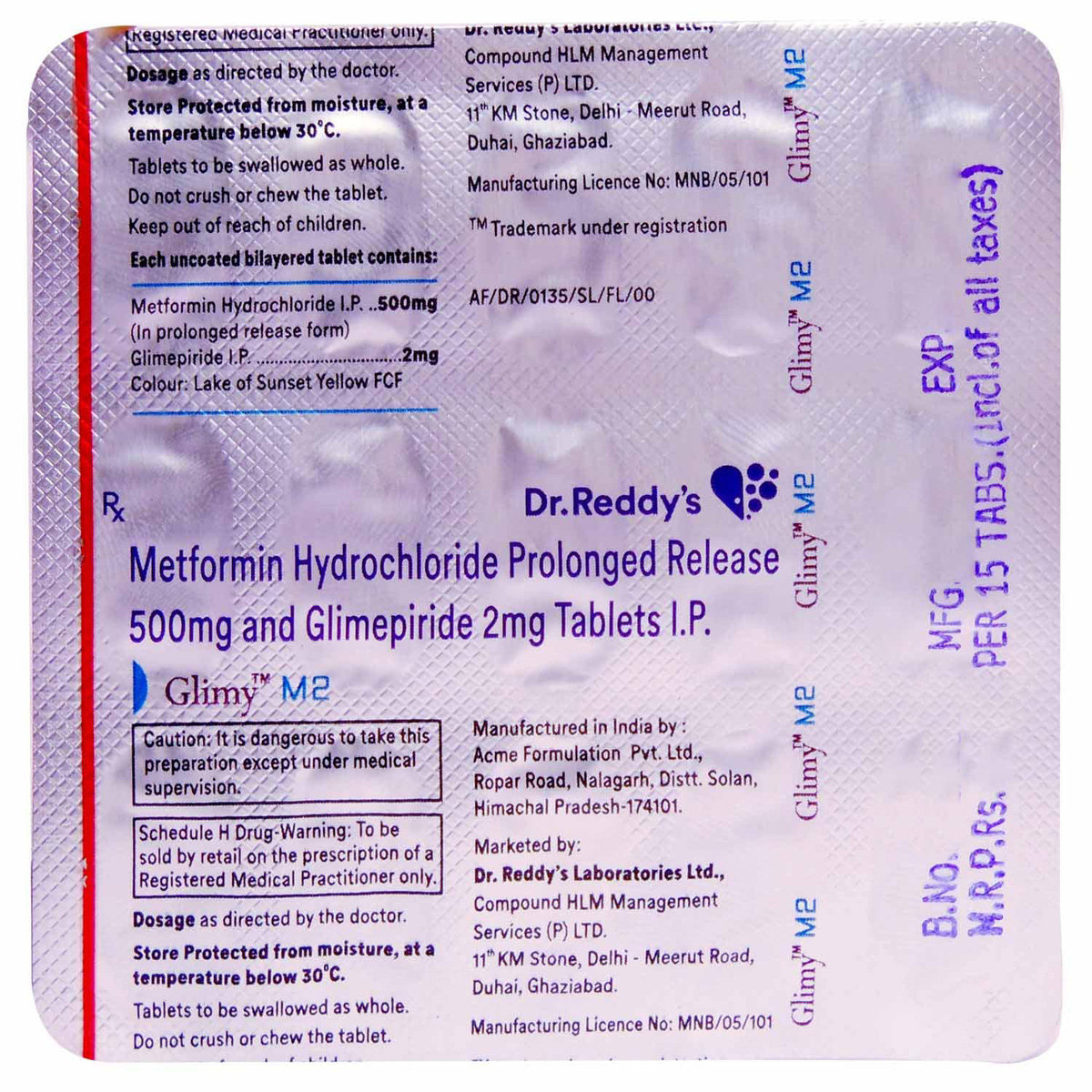 Glimy M 2 Tablet 15's, Pack of 15 TABLETS Glimy M 2 Tablet 15's, Pack of 15 TABLETS