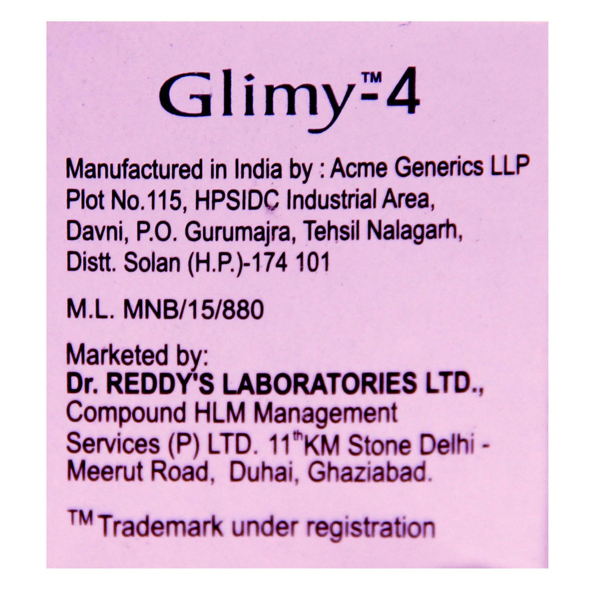 Glimy-4 Tablet 10's, Pack of 10 TABLETS Glimy-4 Tablet 10's, Pack of 10 TABLETS