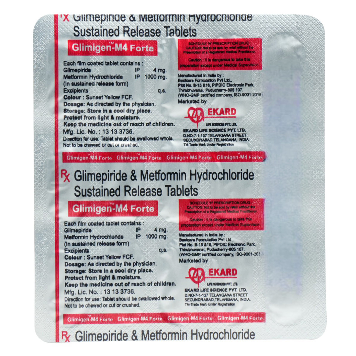 Glimigen-M4 Forte Tablet 15's, Pack of 15 TabletS Glimigen-M4 Forte Tablet 15's, Pack of 15 TabletS