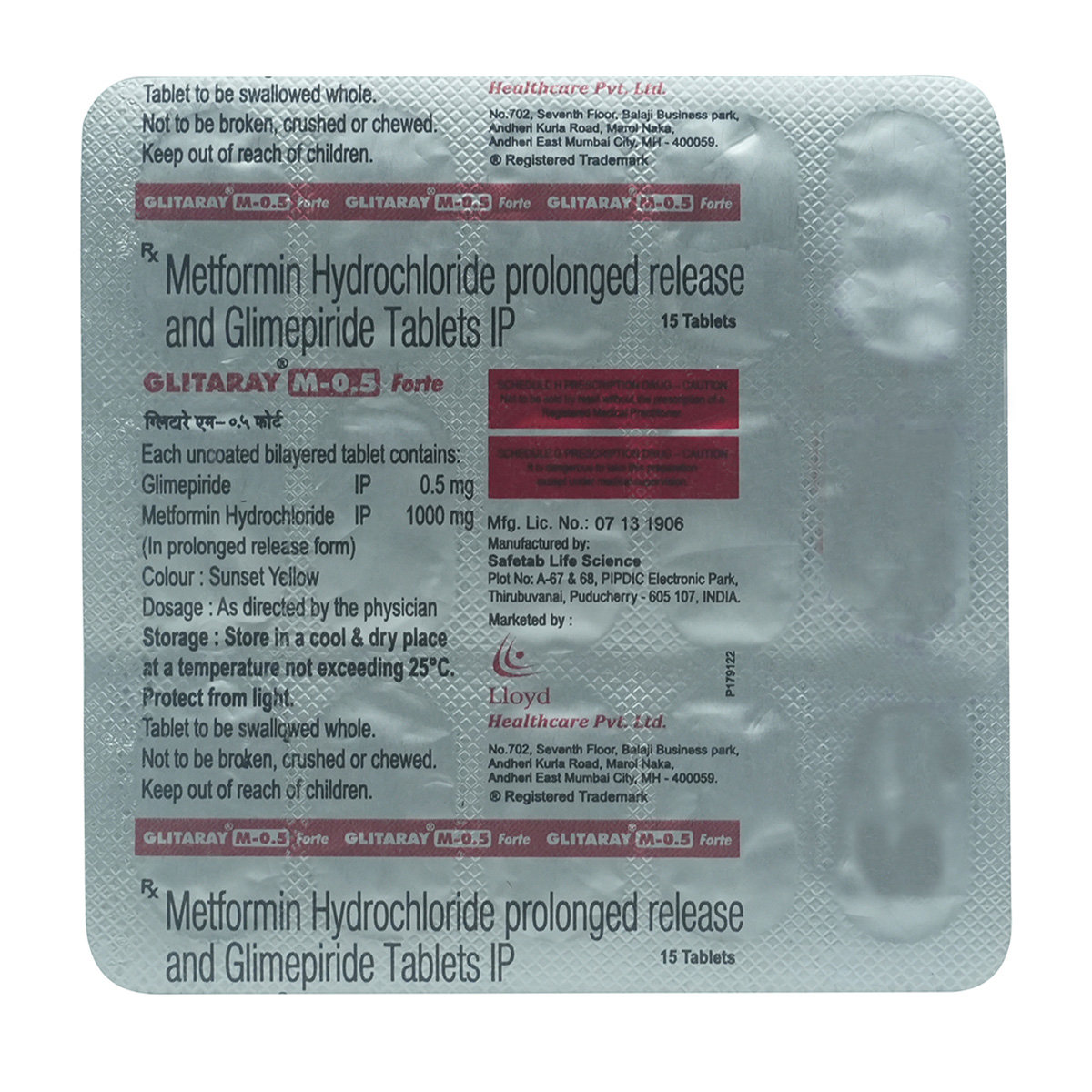 Glitaray M-0.5 Forte Tablet 15's, Pack of 15 TabletS Glitaray M-0.5 Forte Tablet 15's, Pack of 15 TabletS
