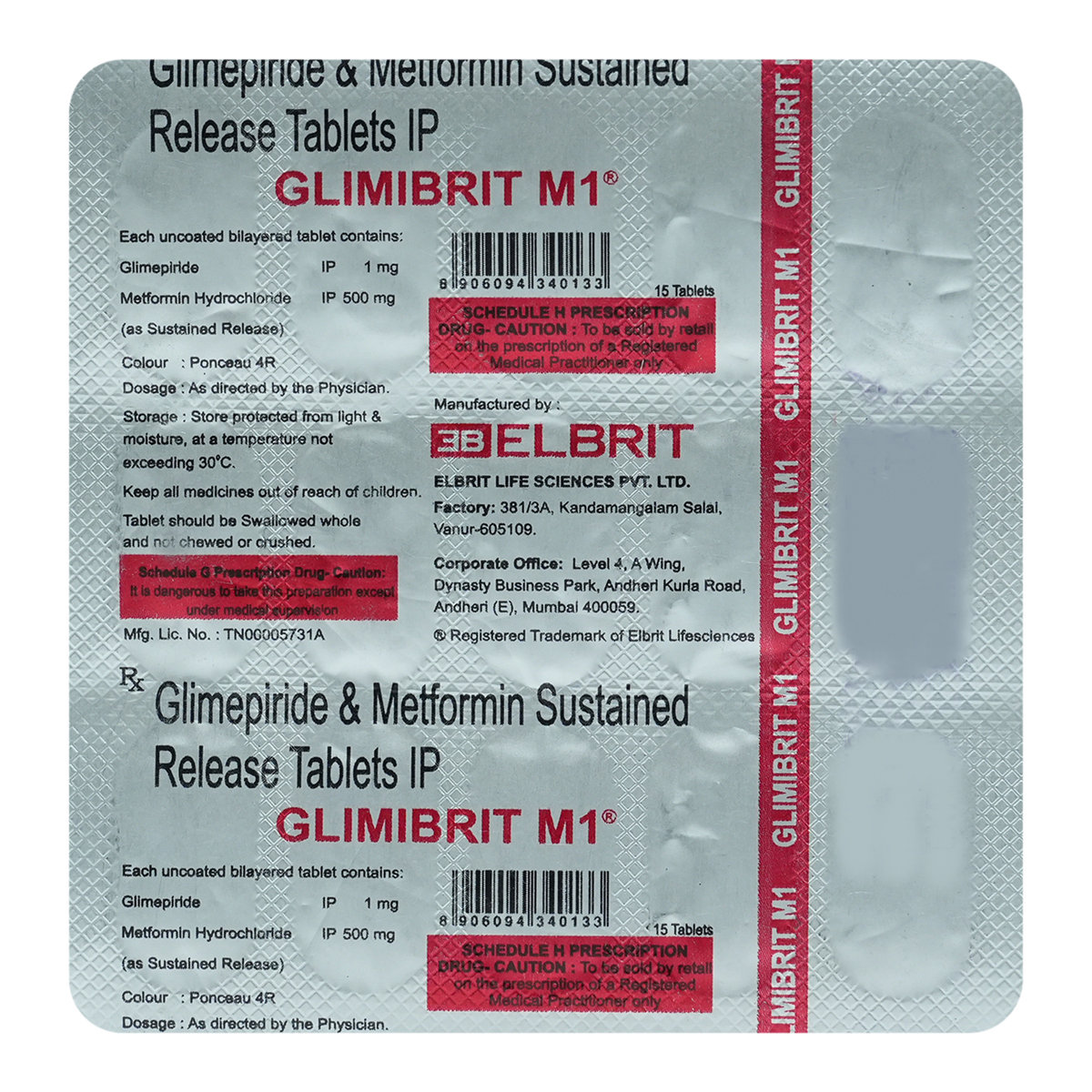 Glimibrit M1 Tablet 15's, Pack of 15 TabletS Glimibrit M1 Tablet 15's, Pack of 15 TabletS