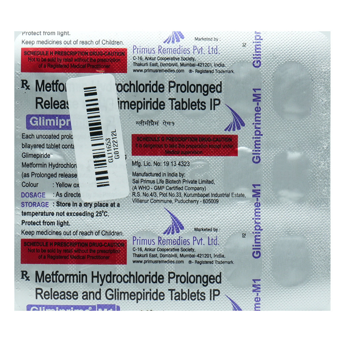 Glimiprime-M1 Tablet 15's, Pack of 15 TabletS Glimiprime-M1 Tablet 15's, Pack of 15 TabletS