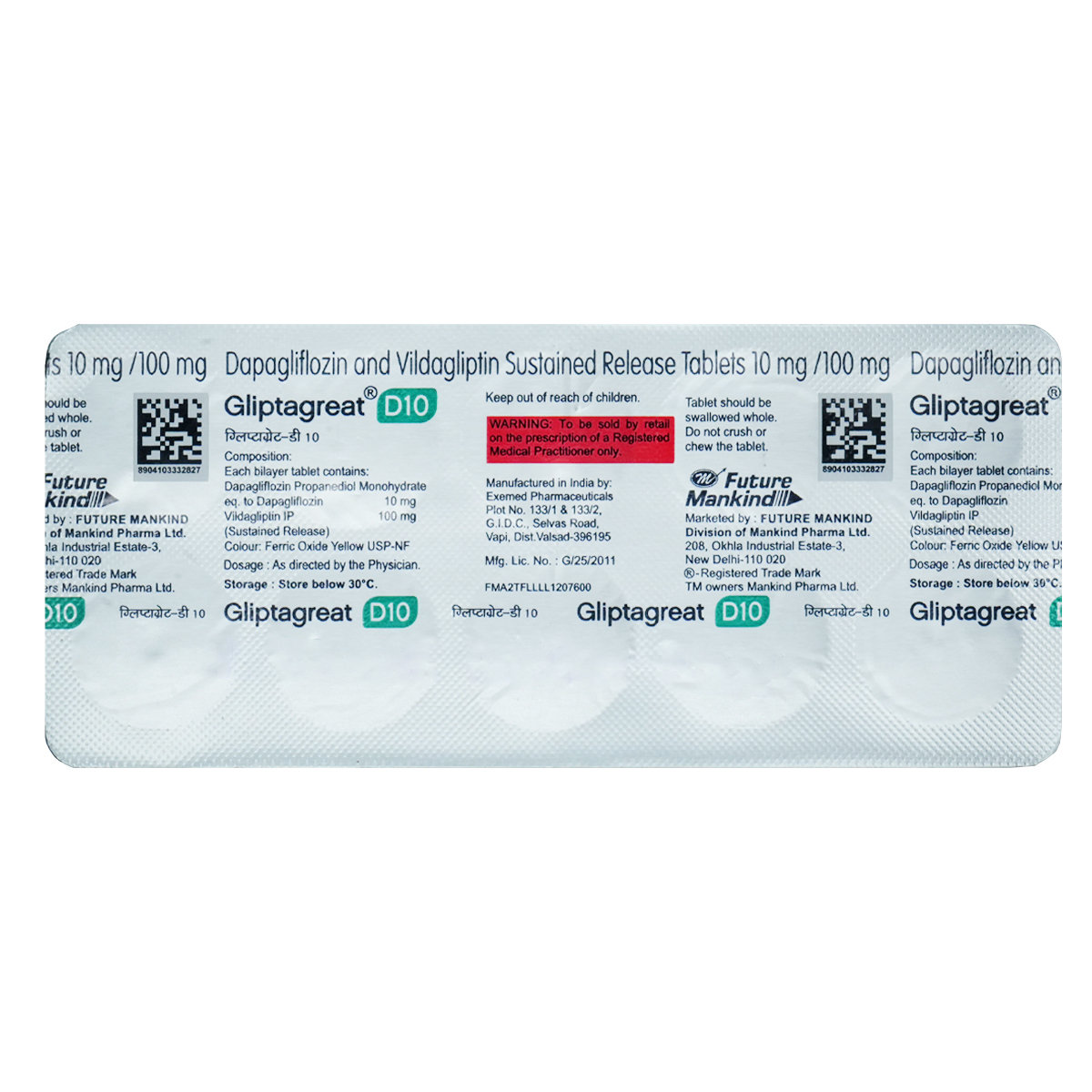 Gliptagreat D10 Tablet 10's, Pack of 10 Gliptagreat D10 Tablet 10's, Pack of 10