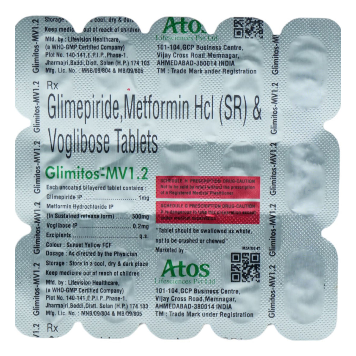 Glimitos-MV 1.2 Tablet 15's, Pack of 15 TabletS Glimitos-MV 1.2 Tablet 15's, Pack of 15 TabletS