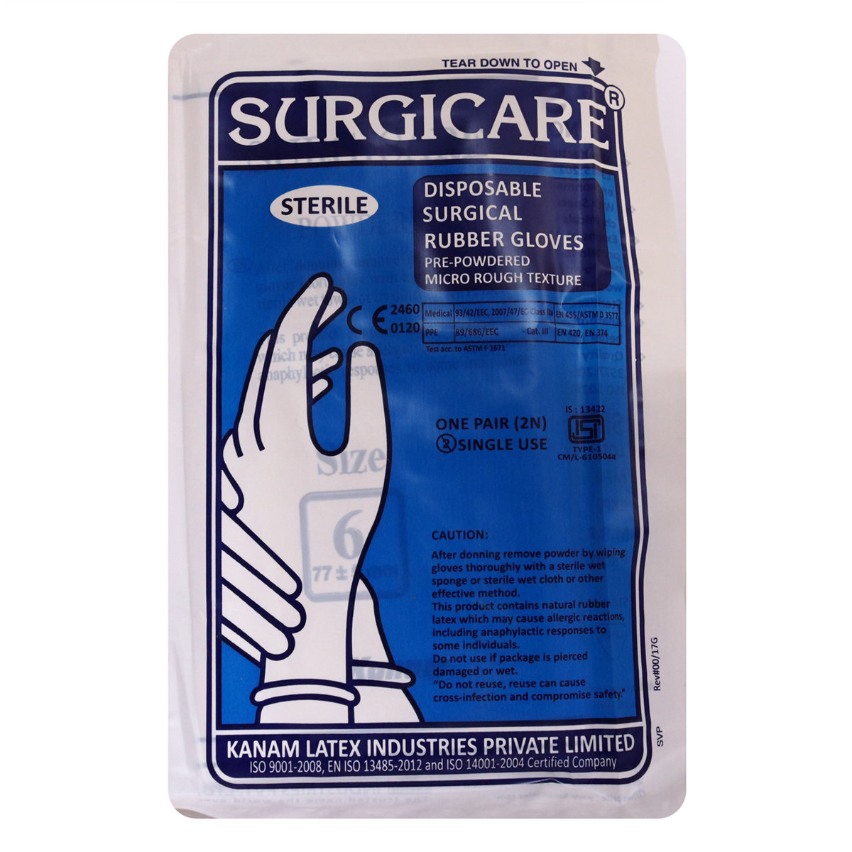 Kanam Latex Gloves Surgicare 6, 1 Pair, Pack of 1 Kanam Latex Gloves Surgicare 6, 1 Pair, Pack of 1