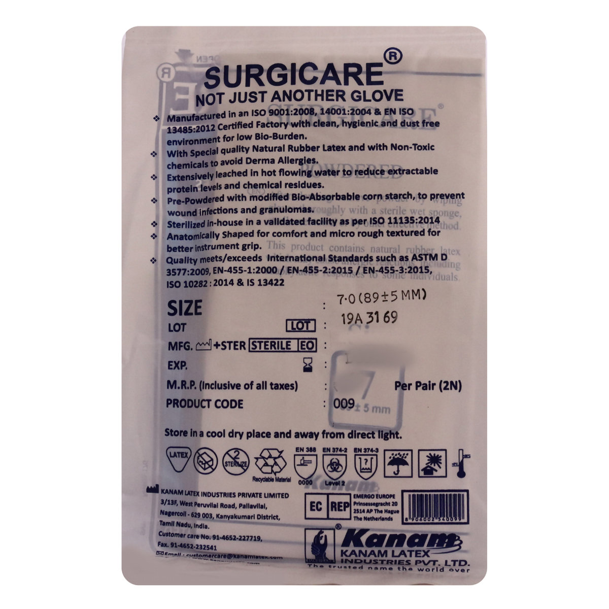 Gloves Surgicare, 7 Count, Pack of 1 Gloves Surgicare, 7 Count, Pack of 1